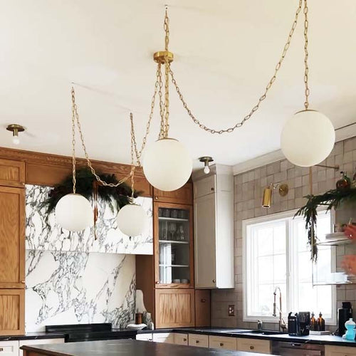 Brass Chain Swag Chandelier  light fixture