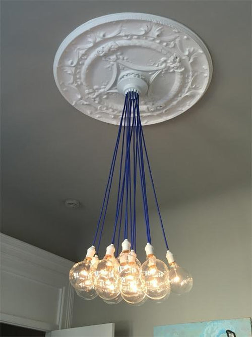 Blue 14 Cluster White Ceiling Medallion  light fixture