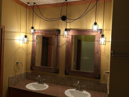 Industrial Vanity Light 5 Pendant Swag  light fixture