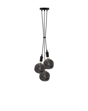 Black Smoke Bulb Chandelier with 3 PEndant Lights