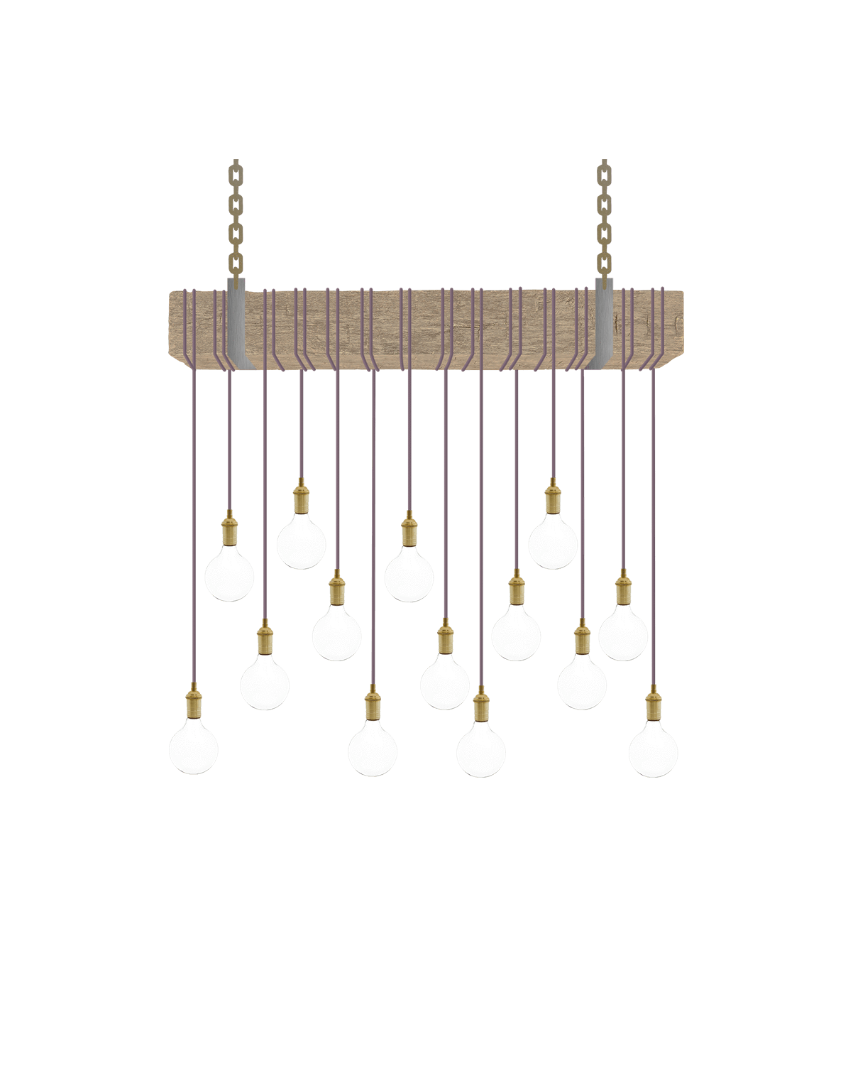 Faux Beam 14 Pendant Wrap: Mauve with Brass Hangout Lighting 4' Beam