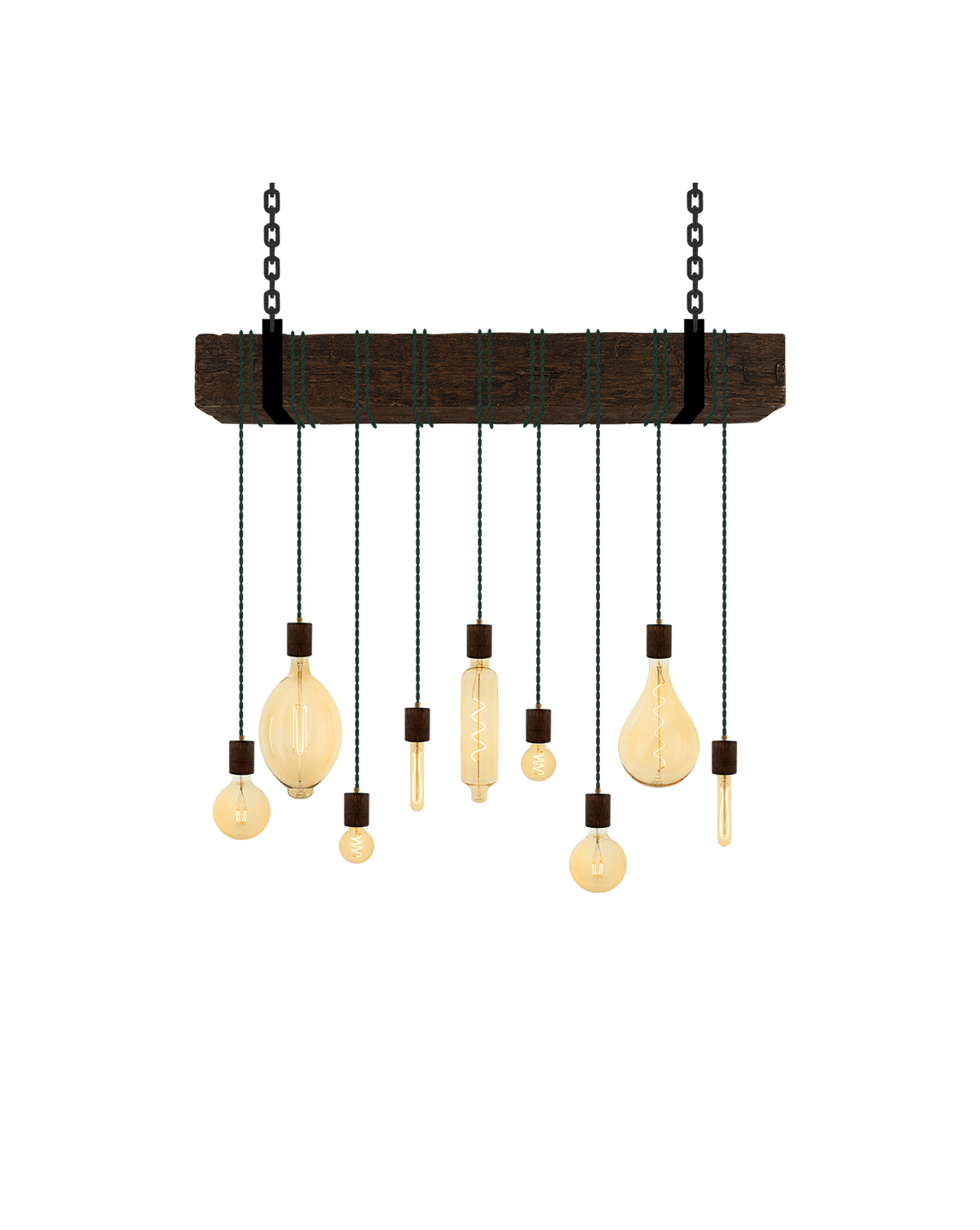 Faux Beam 9 Pendant Wrap: Ebony and Pine Hangout Lighting 4' Beam