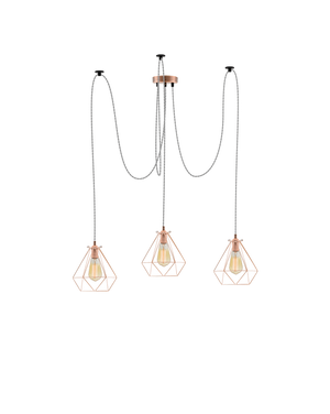 Swag Chandelier: Grey and Copper Diamond Cages Hangout Lighting 3 Swag