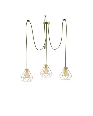 Swag Chandelier: Olive with Brass Diamond Cages Hangout Lighting 3 Swag