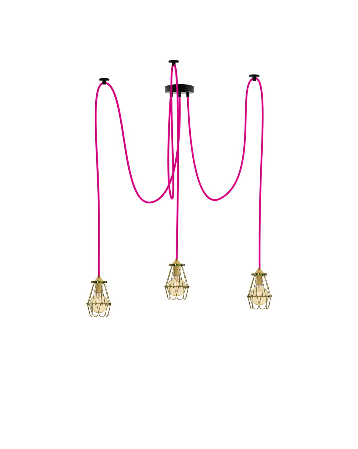 Swag Chandelier: Pink and Brass Hinge Cages Hangout Lighting 3 Swag