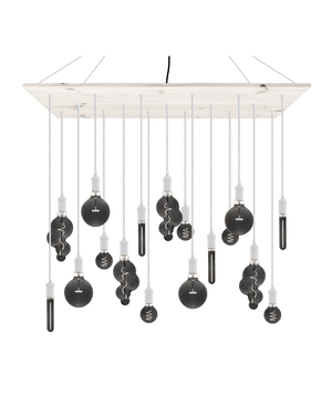 Large Modern Wood Chandelier White with Smoke Bulbs