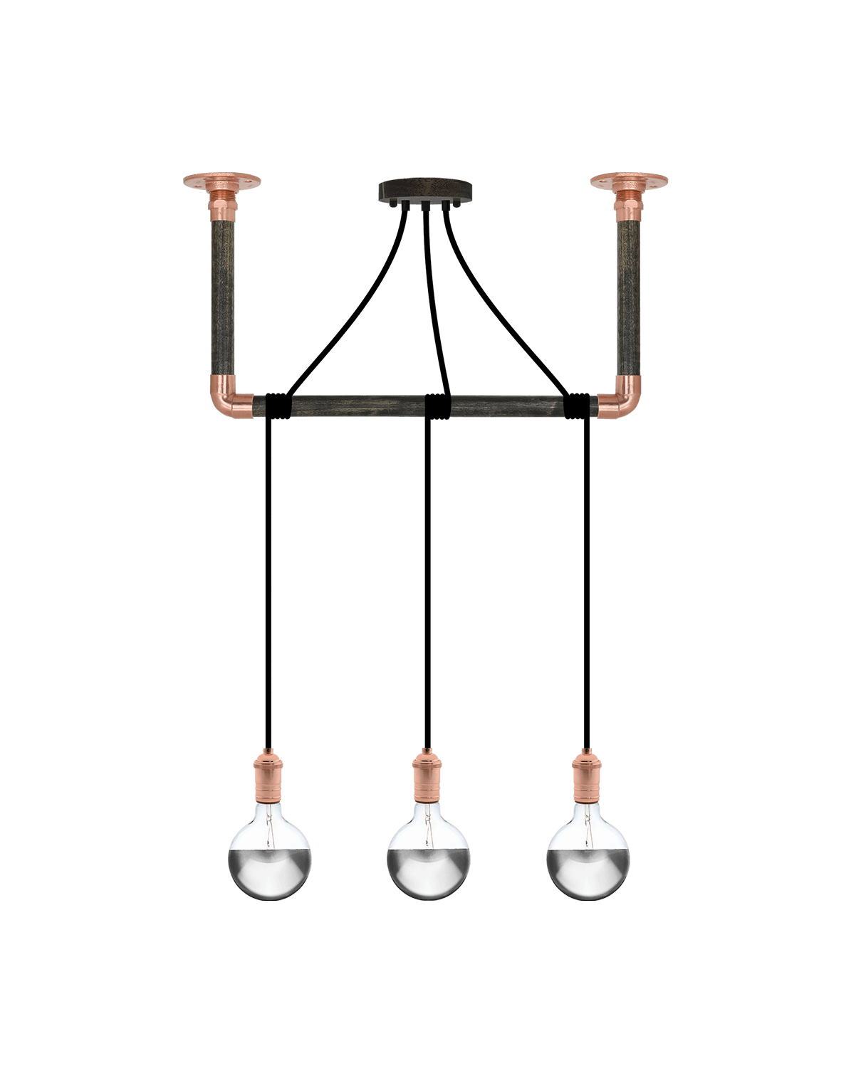 Wrap Chandelier: Black, Ebony and Copper Hangout Lighting 3 Pendants